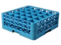 CARL-RG25-214 Full-Size 25-Compartment Dishwasher Glass Rack with 2 Extenders (Blue) - OptiClean