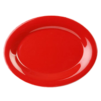 THUN-CR209PR 9-1/2" x 7-1/4" Oval Melamine Platter (Pure Red)