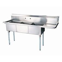 3-Compartment Sink 12" Deep with 18" Right-Hand Drainboard