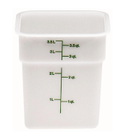 CAMB-4SFSP148 4 Qt. CamSquare Food Storage Container (Natural White w/Green Graduation)