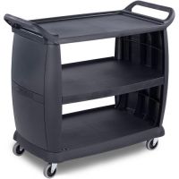 CARL-CC224303 3-Shelf Bus Cart (Black) - 300 lb. capacity