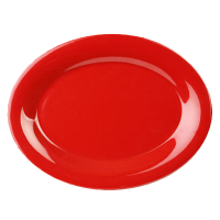 THUN-CR209PR 9-1/2" x 7-1/4" Oval Melamine Platter (Pure Red)