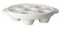 HALL-HL11655AWHA 7-1/8" x 6" Escargot Plate with Handles (White)