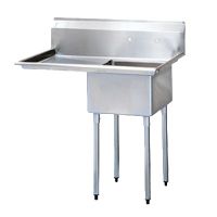 PATR-MKS1-1D-L 18" x 18" One-Compartment Sink with 19" Left-Hand Drainboard