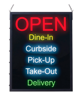 WINC-LED-20 19" x 24" LED Sign (Open, Dine-In, Curbside, Pick-Up, Take-Out, Delivery)