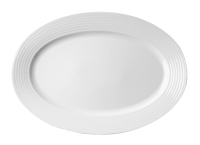 RAK-BAOP32D7 12-3/5" x 8-2/3" Embossed Porcelain Oval Platter (White) - Rondo