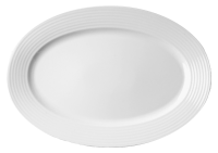 RAK-BAOP38D7 15" x 10-1/4" Embossed Porcelain Oval Platter (White) - Rondo