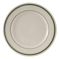 TUXT-TGB-016 *SPECIAL* 10-1/2" Round Plate (American White/Eggshell with Green Band) - Green Bay