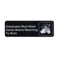 WINC-SGN-322 3" x 9" Sign (Employees Must Wash Hands Before Returning To Work)