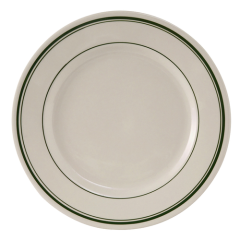 TUXT-TGB-016 *SPECIAL* 10-1/2" Round Plate (American White/Eggshell with Green Band) - Green Bay